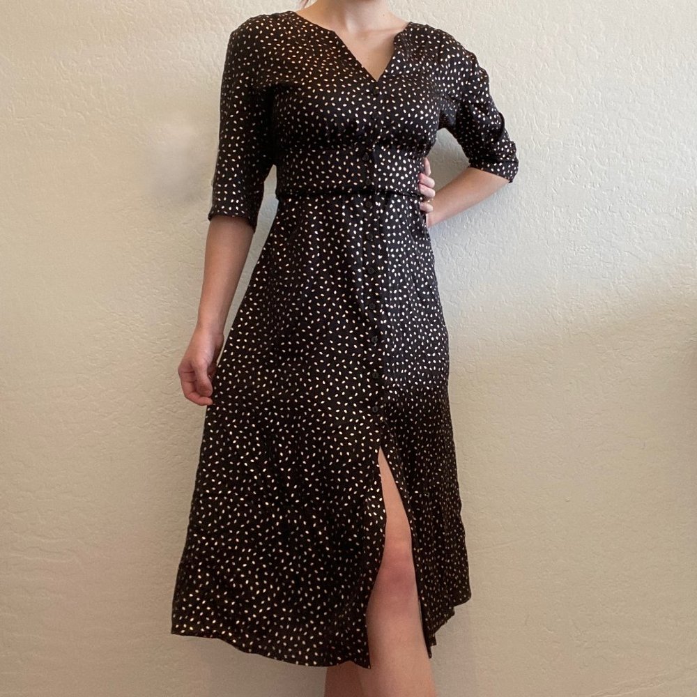 ba&sh Gala Gold Leaf Dress Size 8